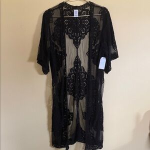NWT Time and Tru Black Sheer Lace Layering Piece